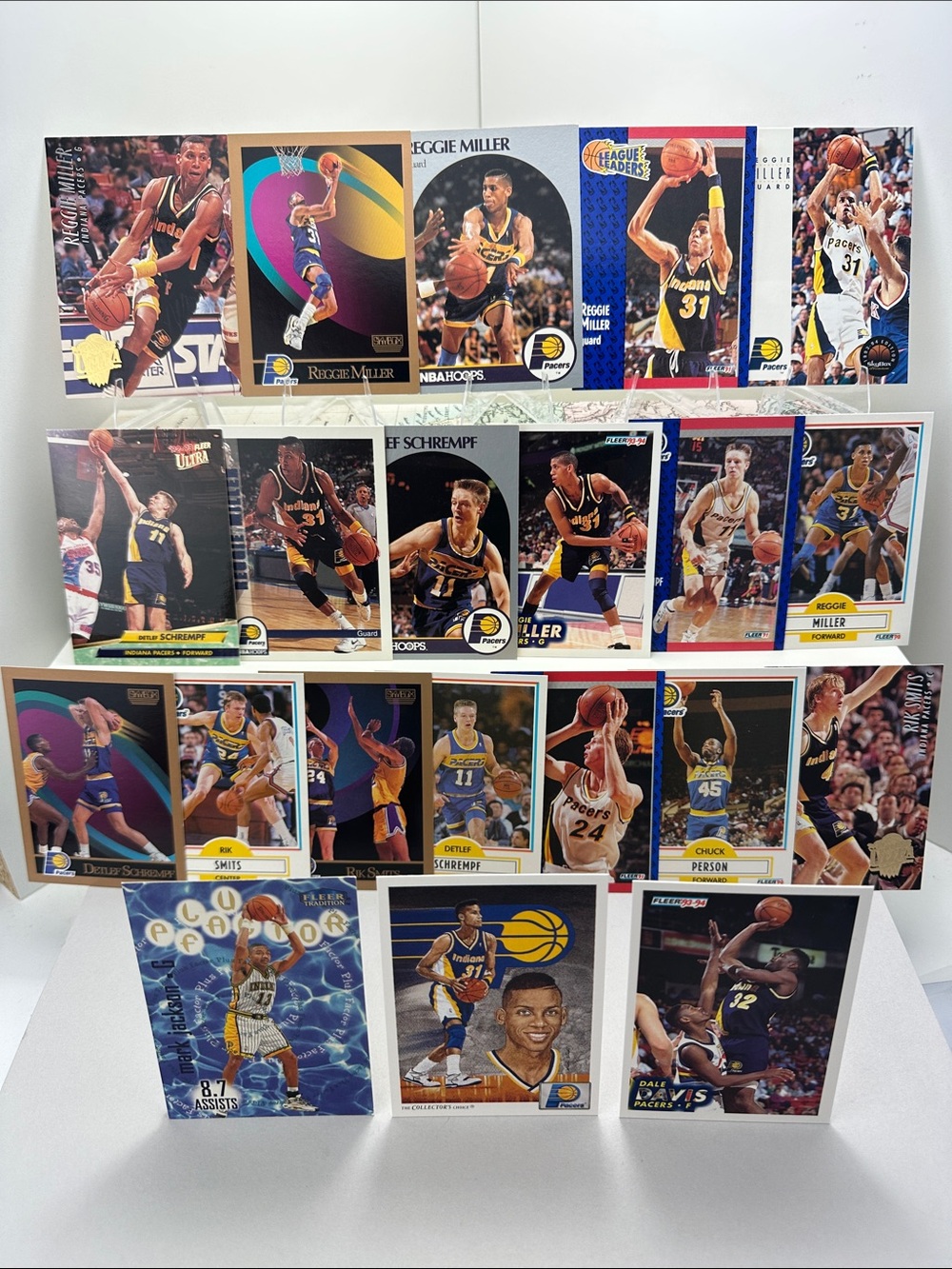 Reggie Miller Pacers vintage lot of 21 w/ Rik Smits/Schrempf/Mark Jackson/Davis